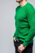 Henry Crew Neck Cashmere Sweater In Apple Green - AXEL'S