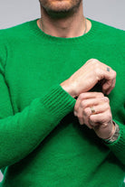 Henry Crew Neck Cashmere Sweater In Apple Green - AXEL'S