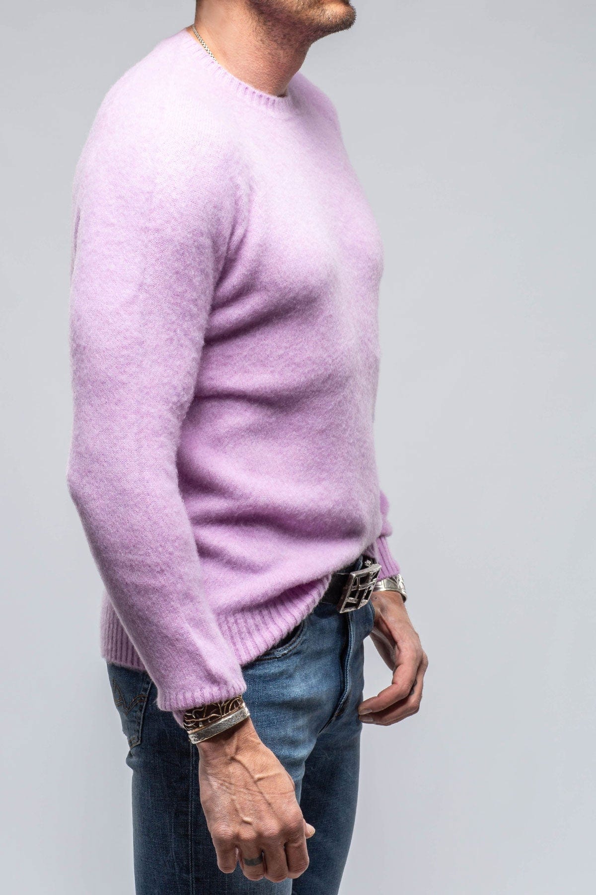 Henry Crew Neck Cashmere Sweater In Lavender - AXEL'S