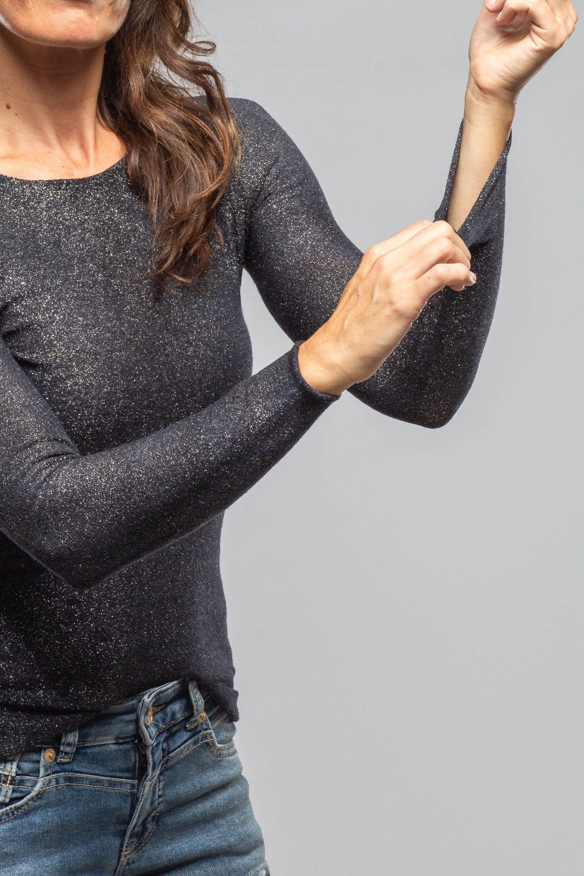 Avant Toi Iza Top W/ Stardust Effect In Navy Ladies - Tops