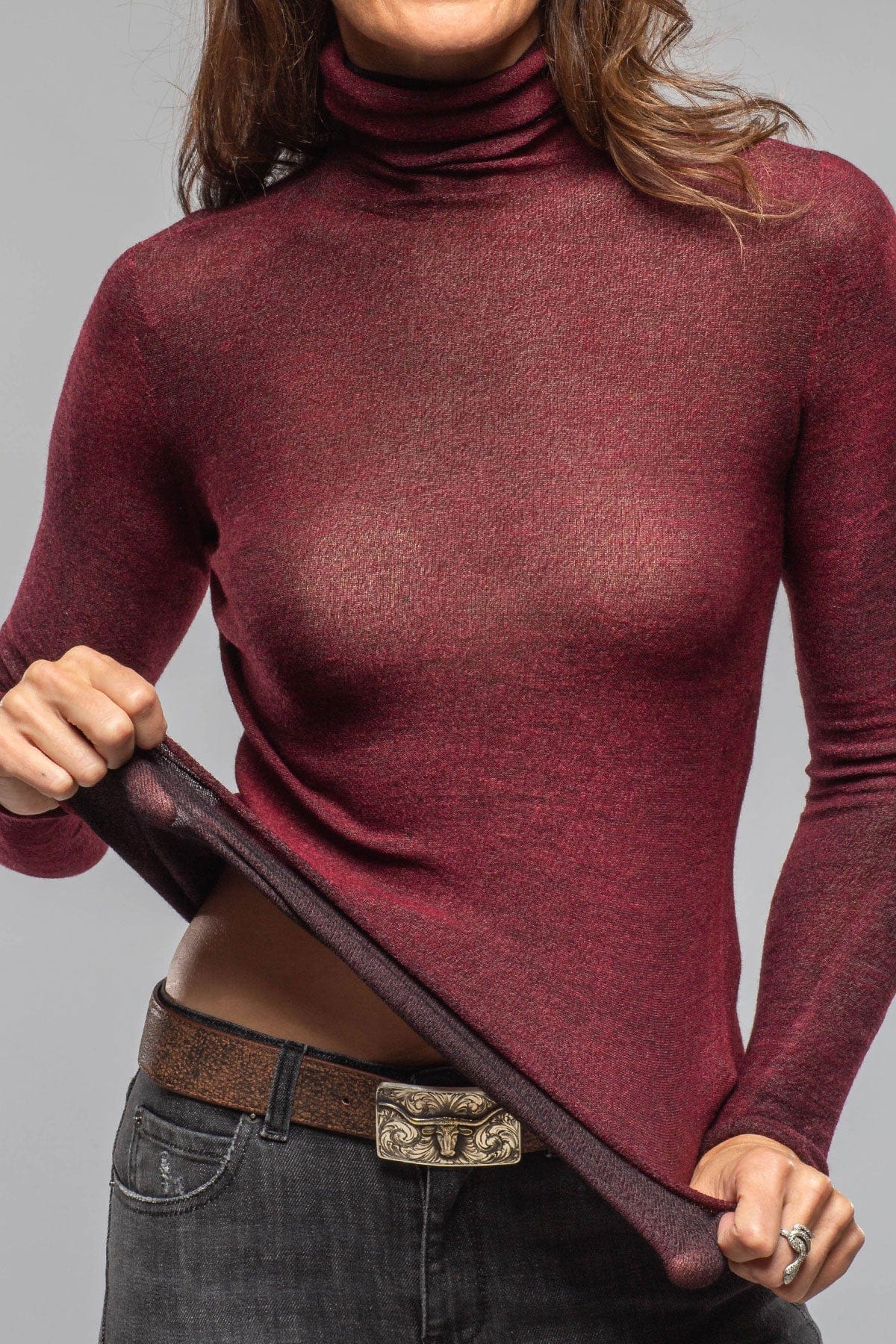 Avant Toi Prosaic Cashmere Silk Turtleneck In Wine Ladies - Tops