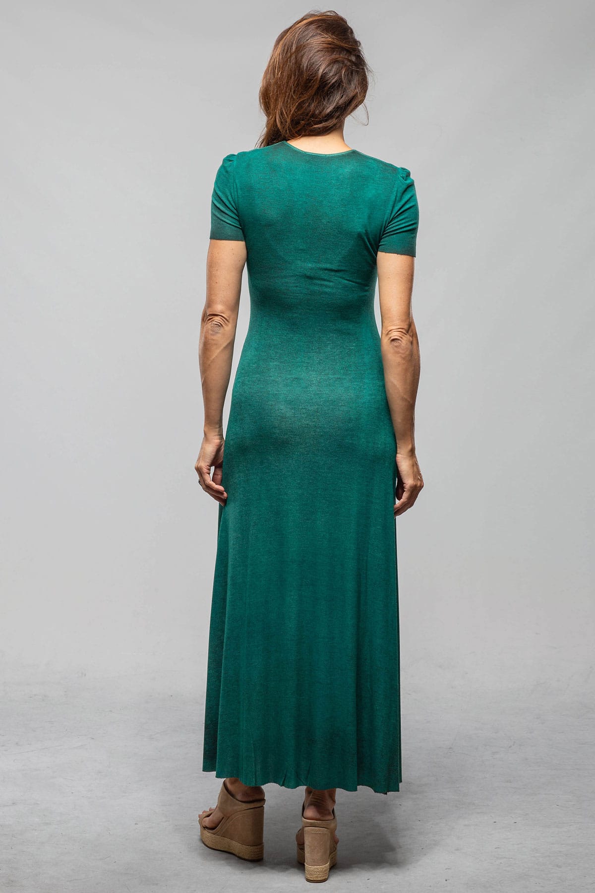 Quay Short Sleeve Ribbed Modal Dress In Dark Mint - AXEL'S