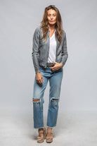 Ania Washed Leather Jacket In Steel Grey - AXEL'S
