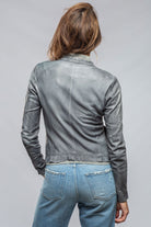 Ania Washed Leather Jacket In Steel Grey - AXEL'S