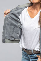 Ania Washed Leather Jacket In Steel Grey - AXEL'S