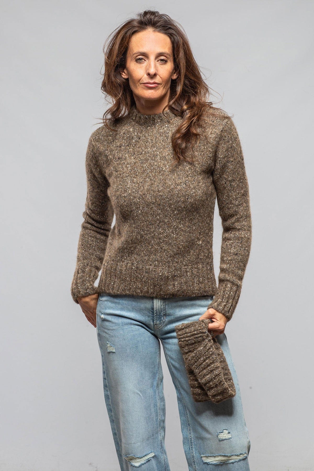 Axel's Country Collection Galway Donegal Knit Sweater In Castoro Ladies - Sweaters