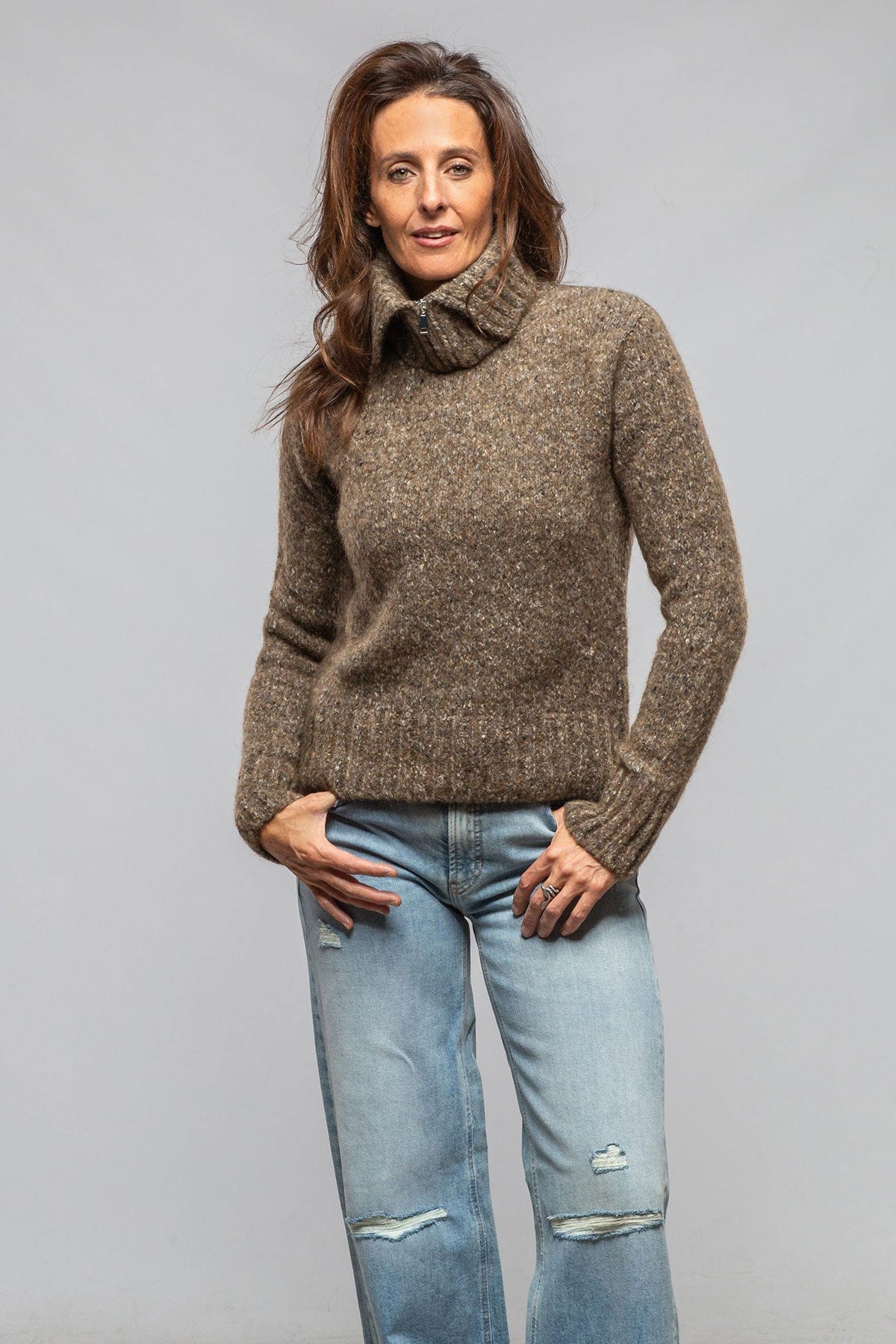 Axel's Country Collection Galway Donegal Knit Sweater In Castoro Ladies - Sweaters