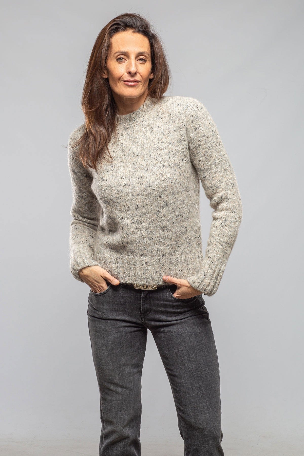 Axel's Country Collection Galway Donegal Knit Sweater In Ghiaccio Ladies - Sweaters