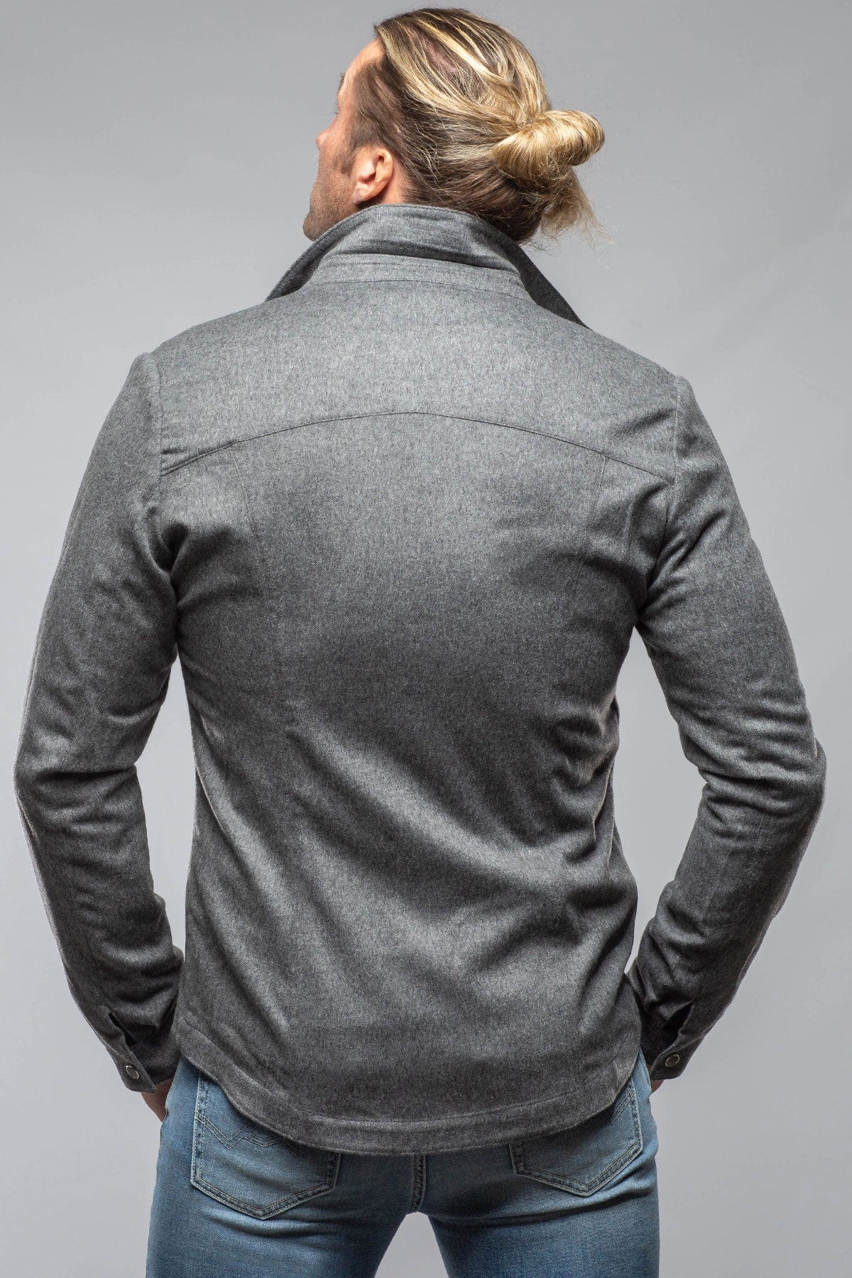 Ashford Lux Cashmere Silk Snap Shirt In Grey - AXEL'S