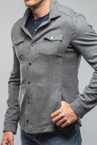 Ashford Lux Cashmere Silk Snap Shirt In Grey - AXEL'S