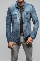 Bello Suede Shirt In Washed Blue - AXEL'S