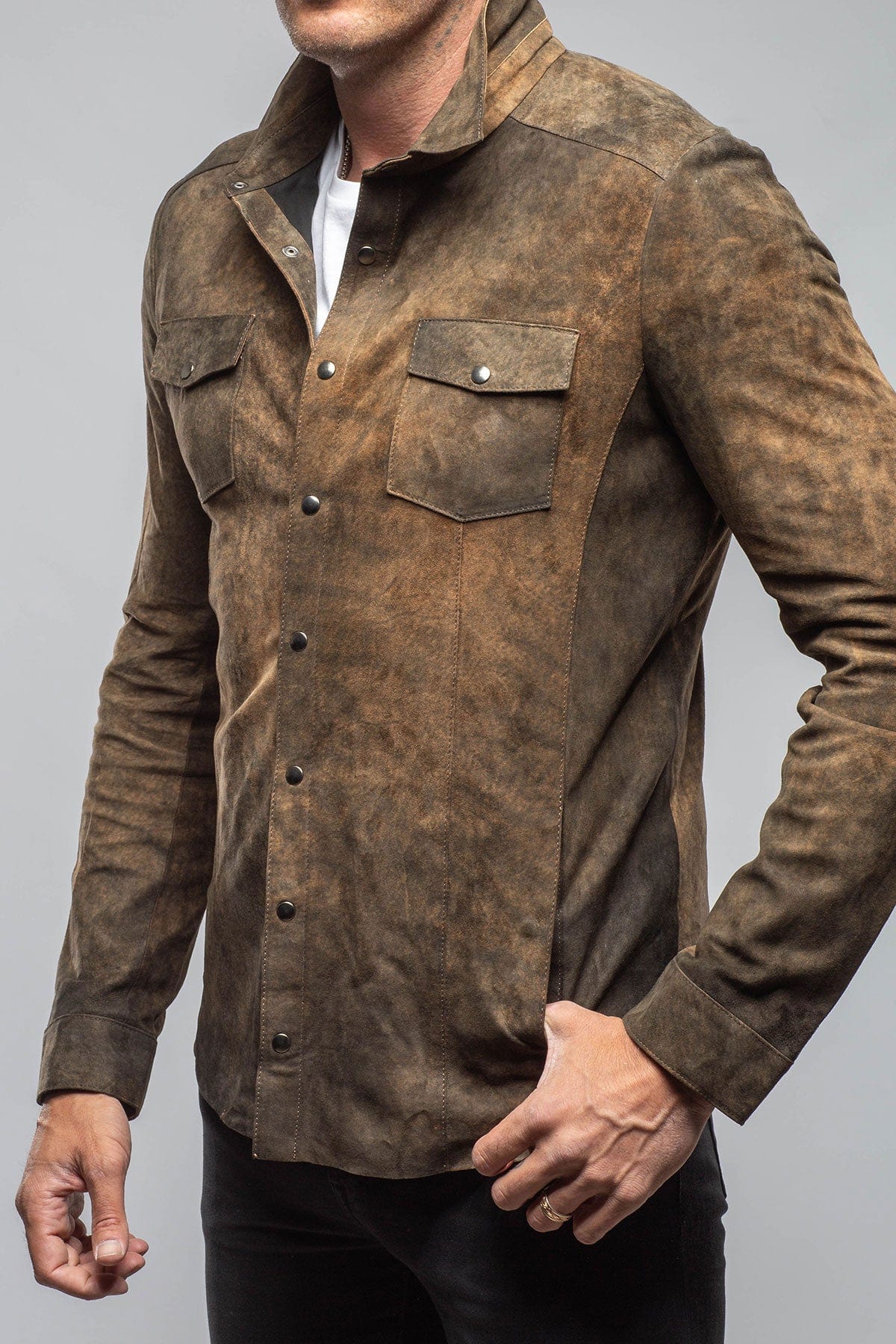 Bello Suede Shirt In Washed Rust - AXEL'S