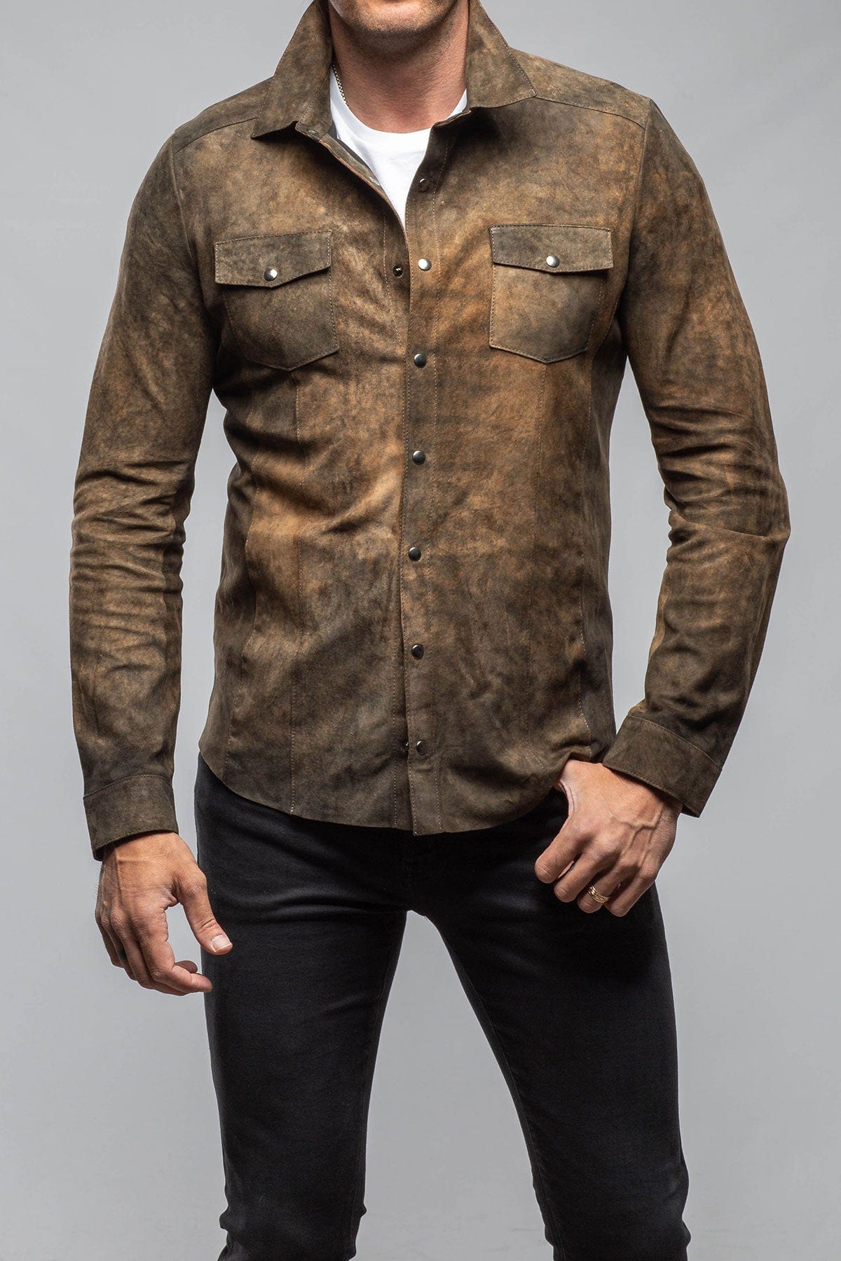 Bello Suede Shirt In Washed Rust - AXEL'S