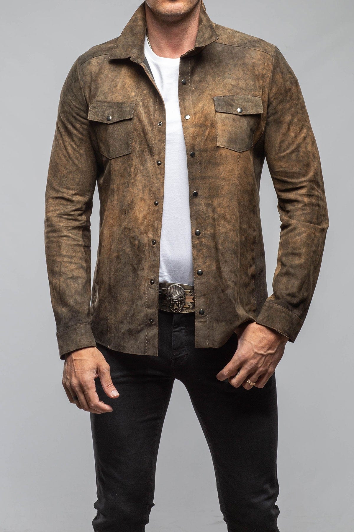 Bello Suede Shirt In Washed Rust - AXEL'S