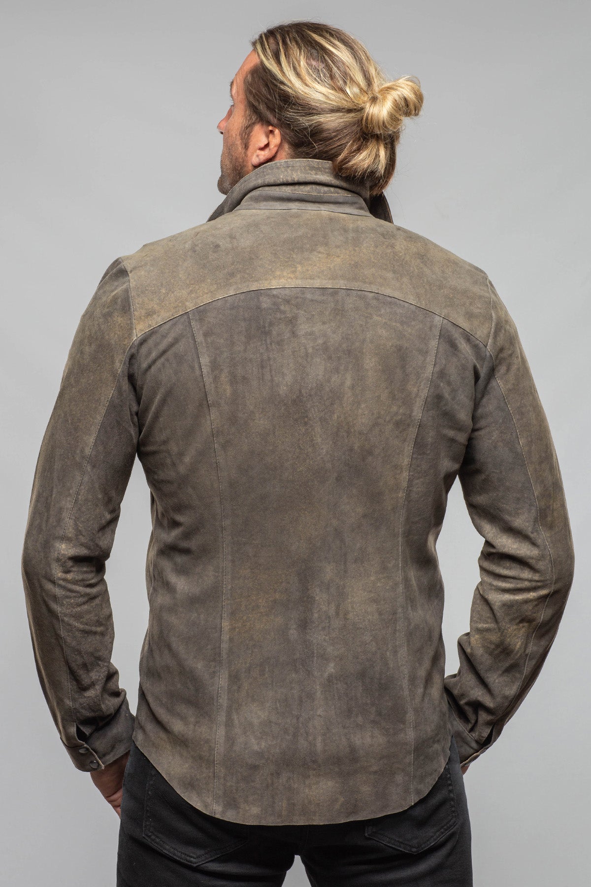 Bello Suede Shirt In Washed Steel - AXEL'S