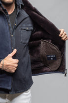 Axel's Florence Collection Bridger Shearling Jacket In Navy Mens - Outerwear - Shearling