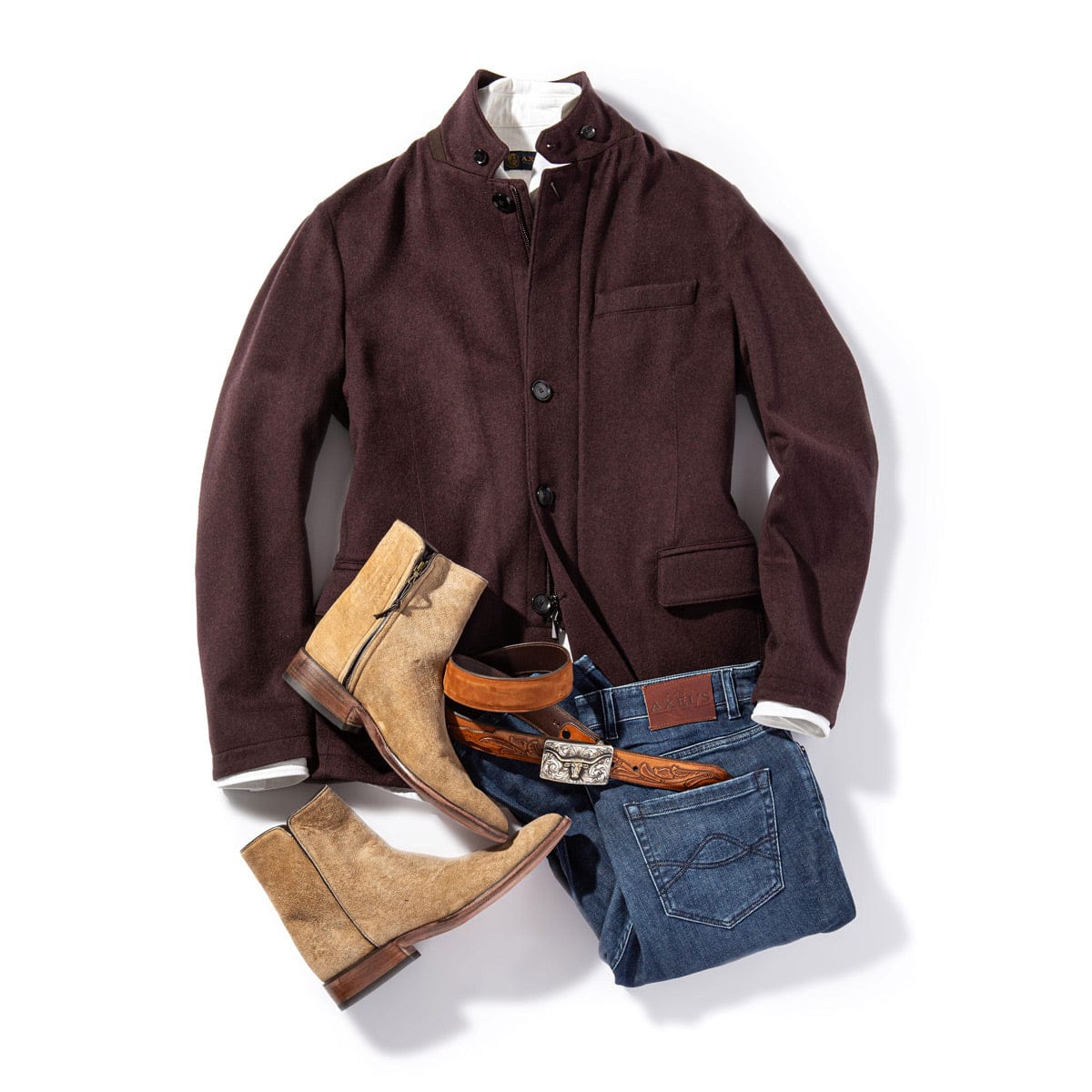 Axel's Florence Collection Bridgerton Cashmere Gentleman Jacket In Burgundy Mens - Outerwear - Cloth