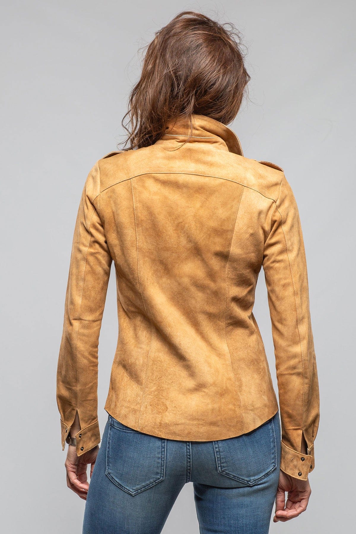 Axel's Florence Collection Gabriella Suede Shirt In Cognac Ladies - Outerwear - Leather