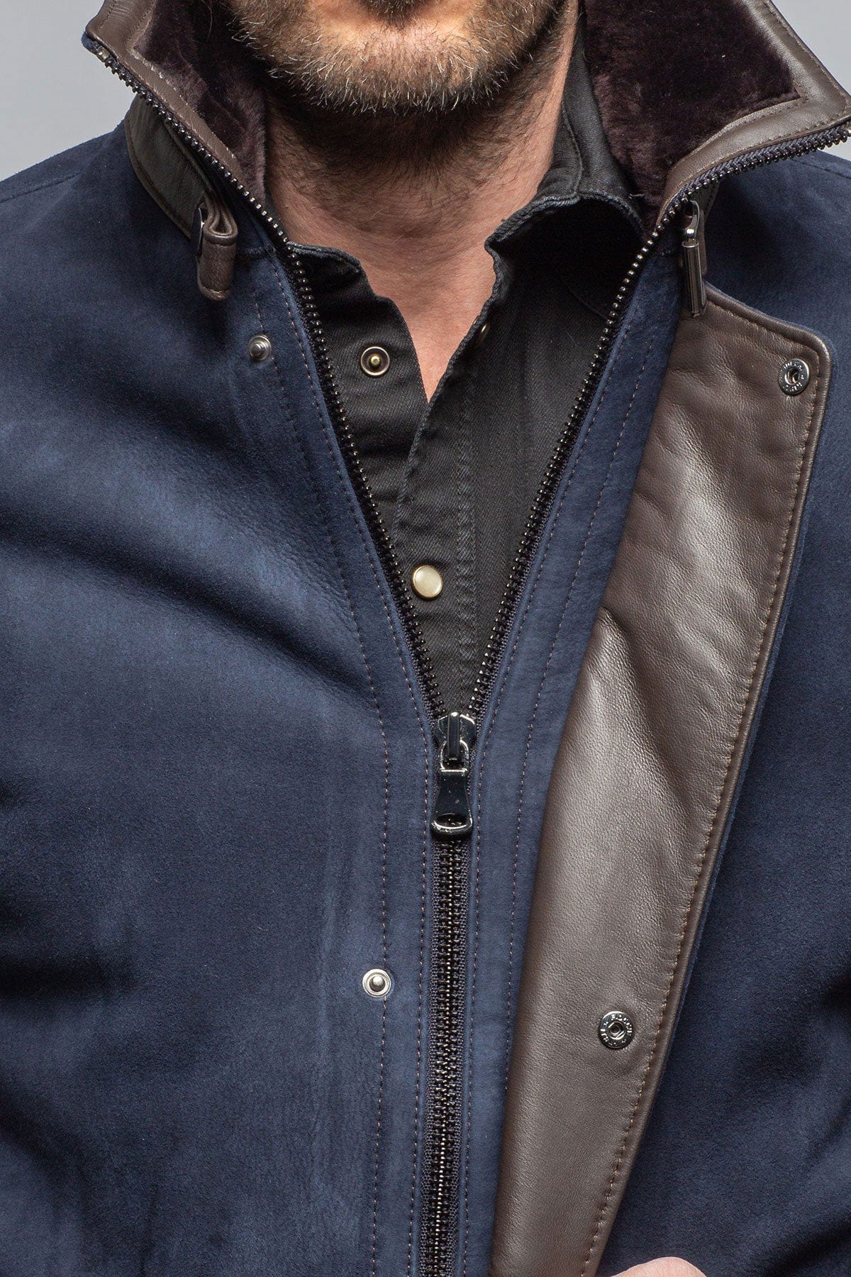 Axel's Florence Collection Gallatin Shearling Coat In Navy Mens - Outerwear - Shearling