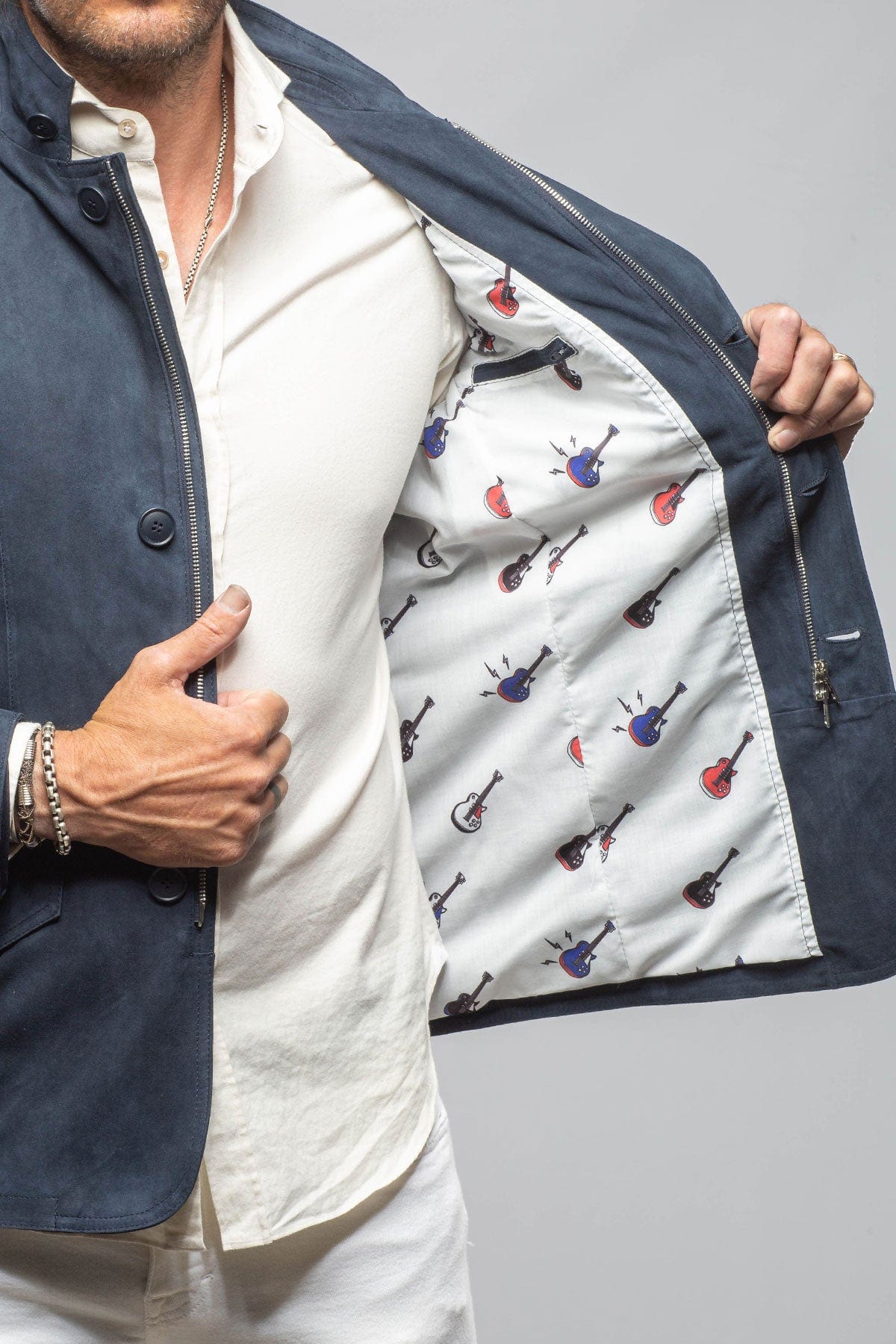 Polo Sartorial Suede Jacket In Navy - AXEL'S