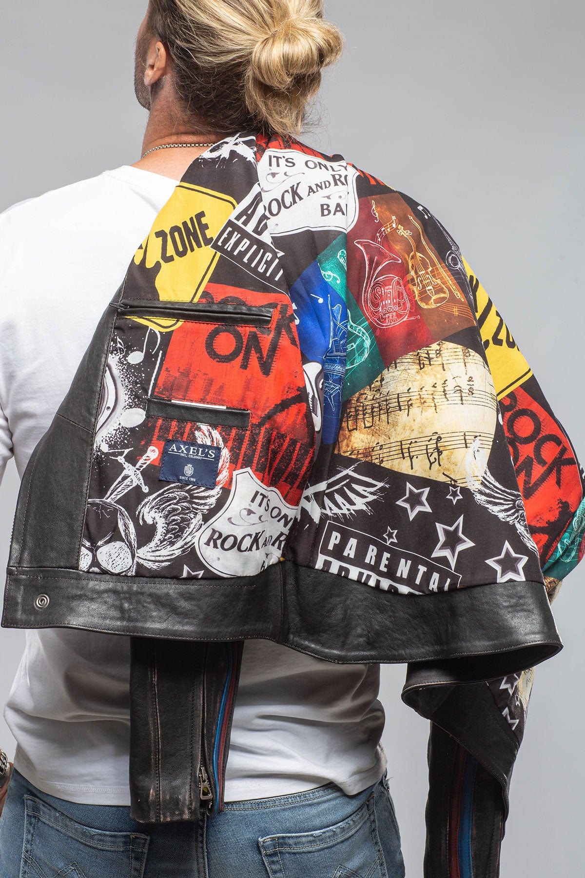 Retro Biker Jacket In Burgundy, White - AXEL'S