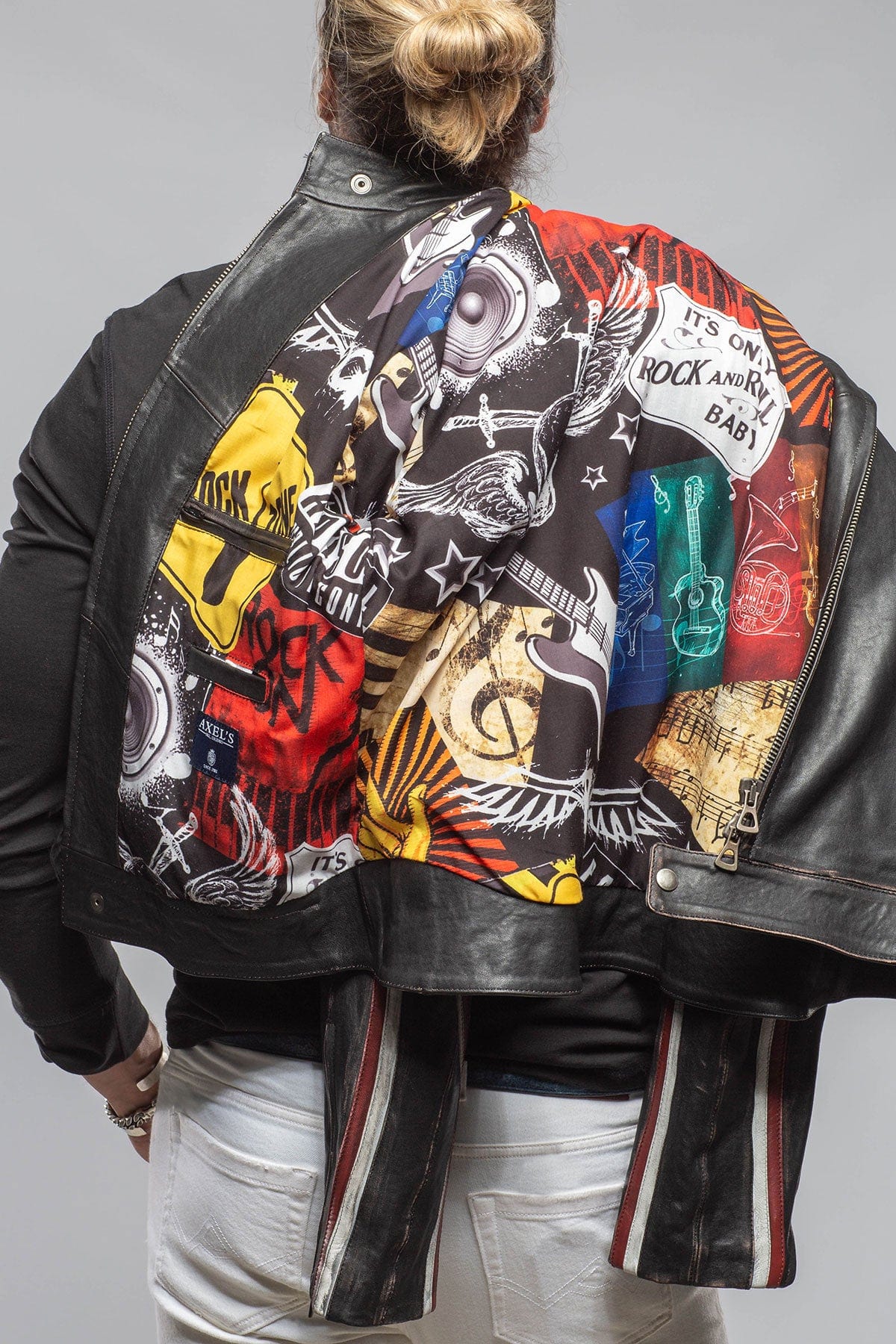 Retro Biker Jacket In White, Red - AXEL'S
