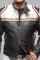 Retro Biker Jacket In White, Red - AXEL'S
