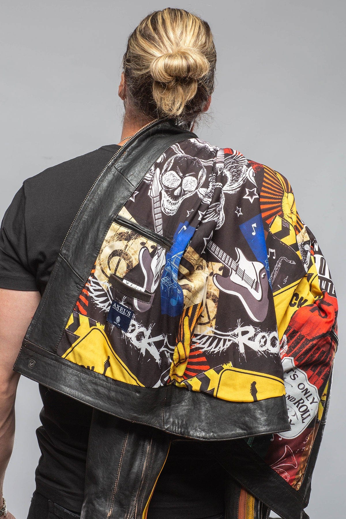 Retro Biker Jacket In Yellow, White - AXEL'S
