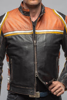 Retro Biker Jacket In Yellow, White - AXEL'S