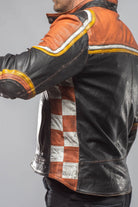 Retro Biker Jacket In Yellow, White - AXEL'S