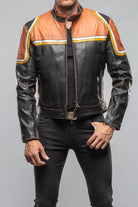 Retro Biker Jacket In Yellow, White - AXEL'S