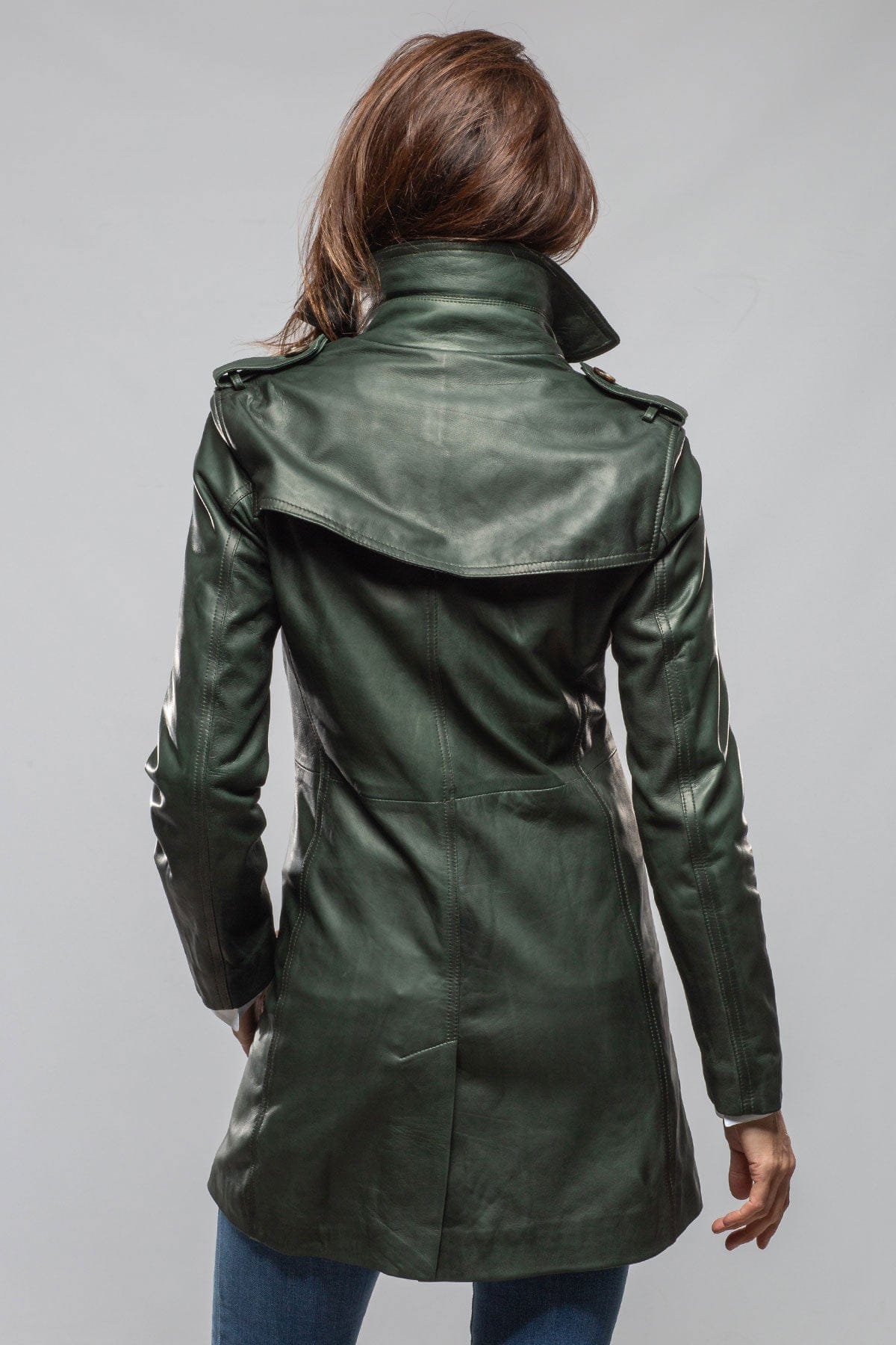 Axel's Florence Collection Teresa Leather Trench In Forest Ladies - Outerwear - Leather