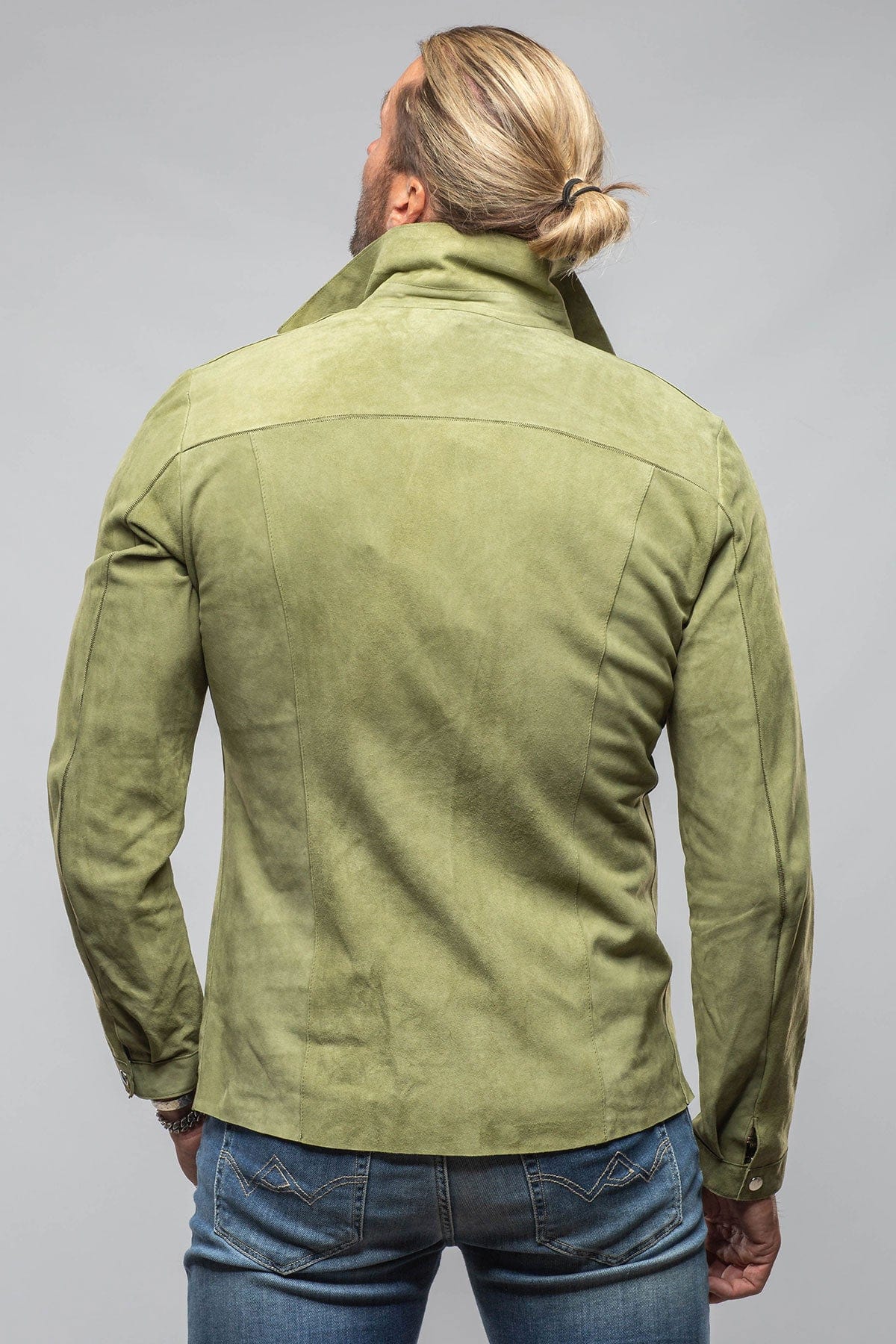The Don II Suede Zip Jacket In Salvia - AXEL'S