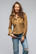 Giulia Suede Snap Shirt In Biscotti - AXEL'S