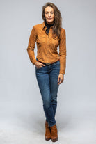 Giulia Suede Snap Shirt in Whiskey - AXEL'S