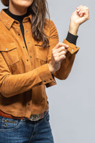 Giulia Suede Snap Shirt in Whiskey - AXEL'S