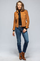 Giulia Suede Snap Shirt in Whiskey - AXEL'S