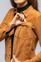Giulia Suede Snap Shirt in Whiskey - AXEL'S