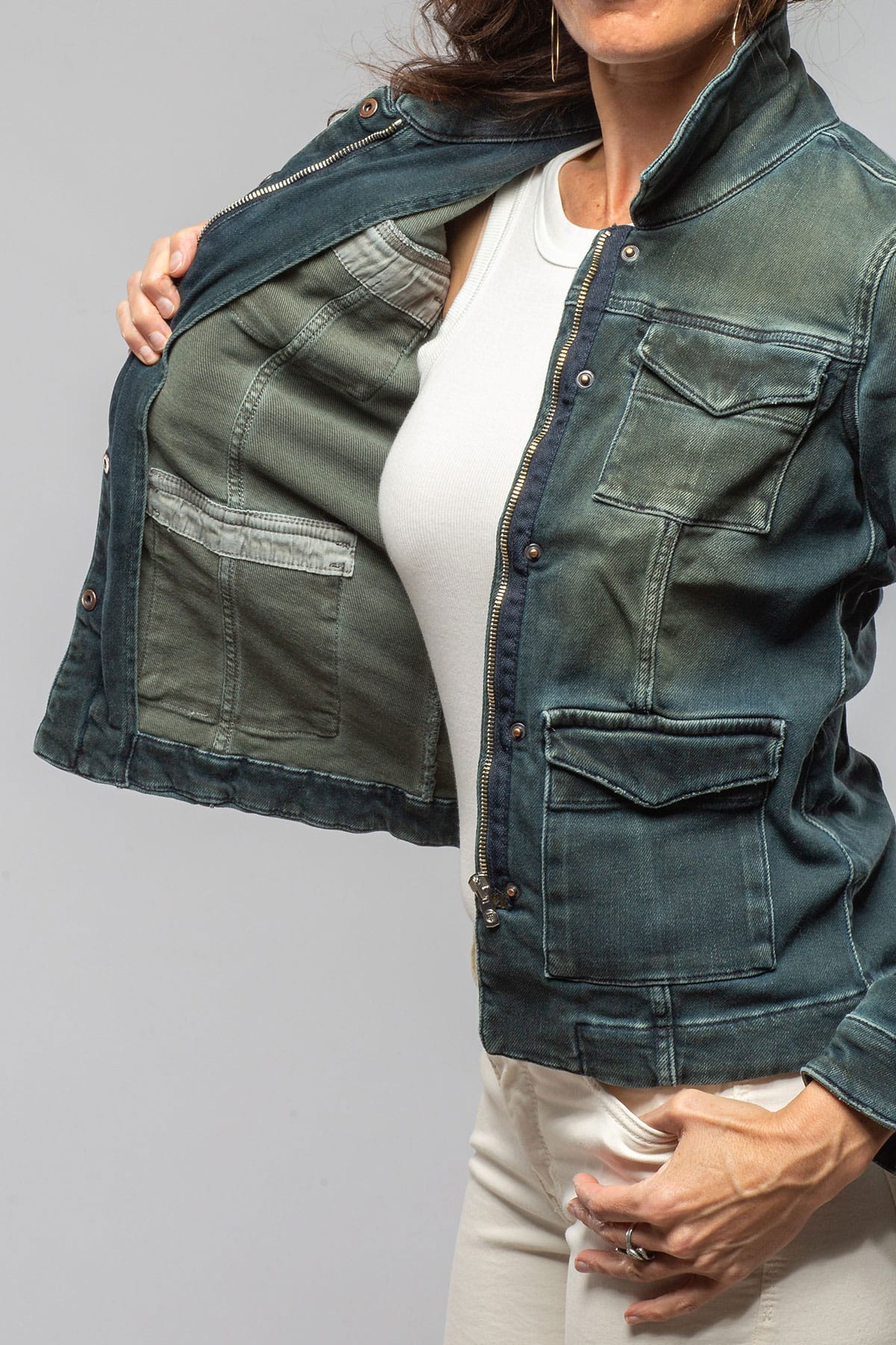 Beale Over-Dyed Denim Jacket In Cactus - AXEL'S