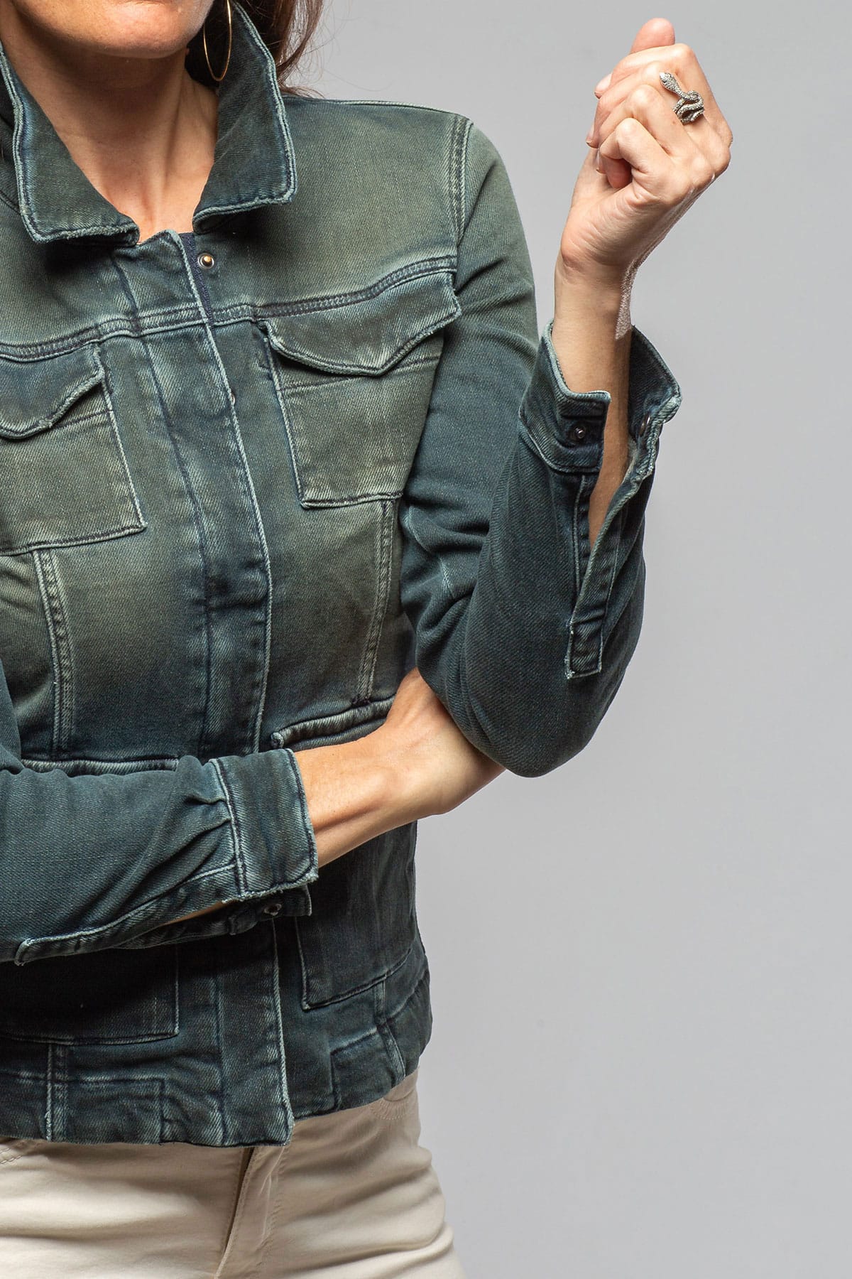 Beale Over-Dyed Denim Jacket In Cactus - AXEL'S