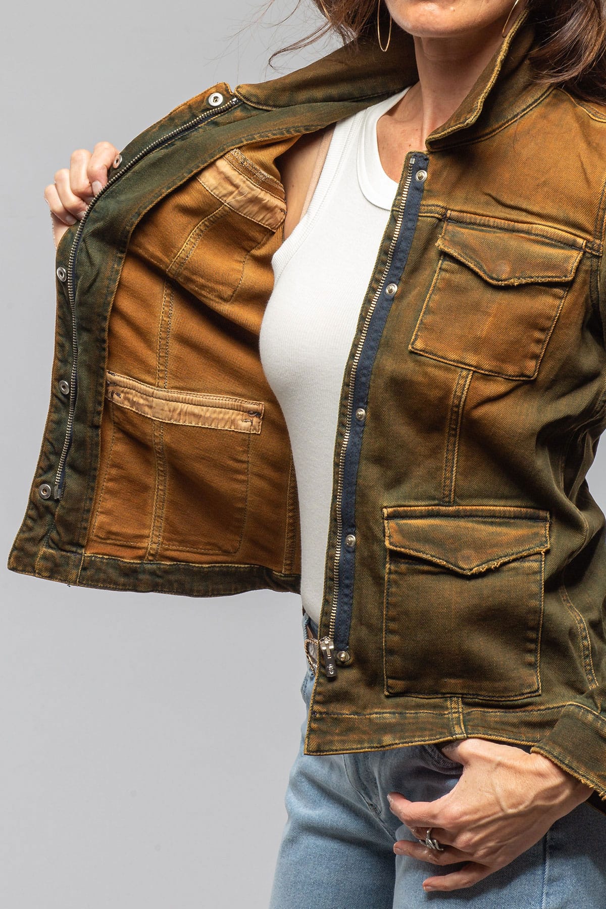 Beale Over-Dyed Denim Jacket In Papaya - AXEL'S