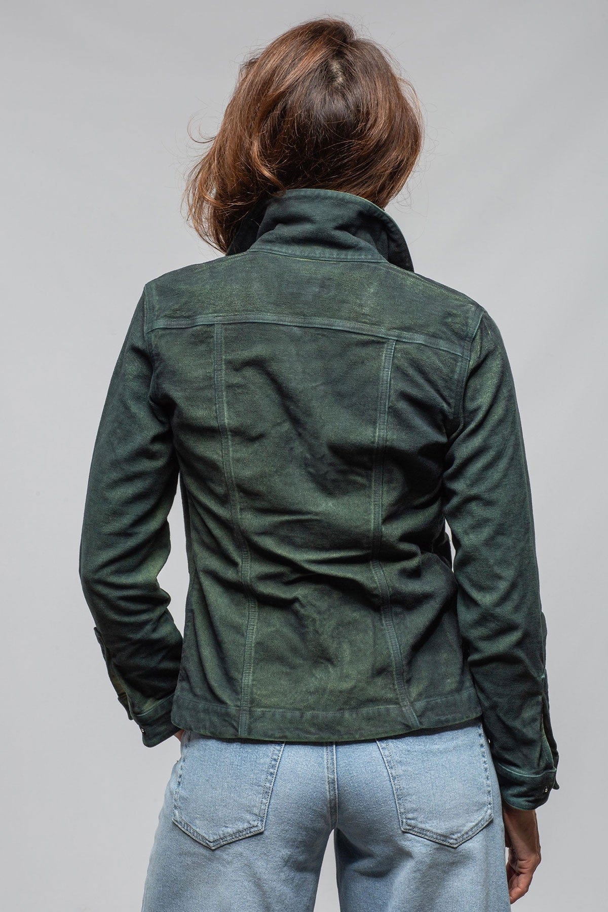 Axel's Premium Denim Beale Over-Dyed Moleskin Jacket In Avocado Ladies - Outerwear - Lightweight