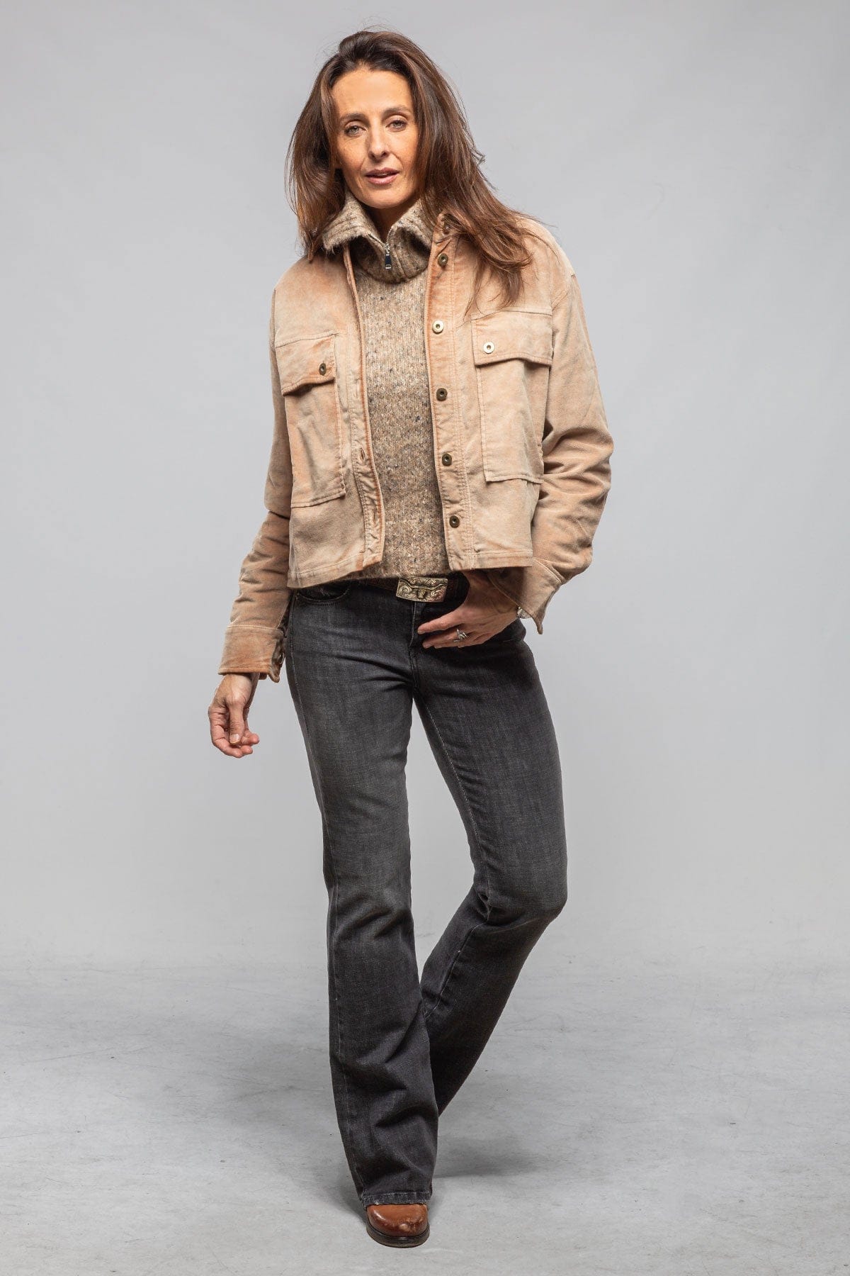 Axel's Premium Denim Betel Short Moleskin Jacket In Bleached Rust