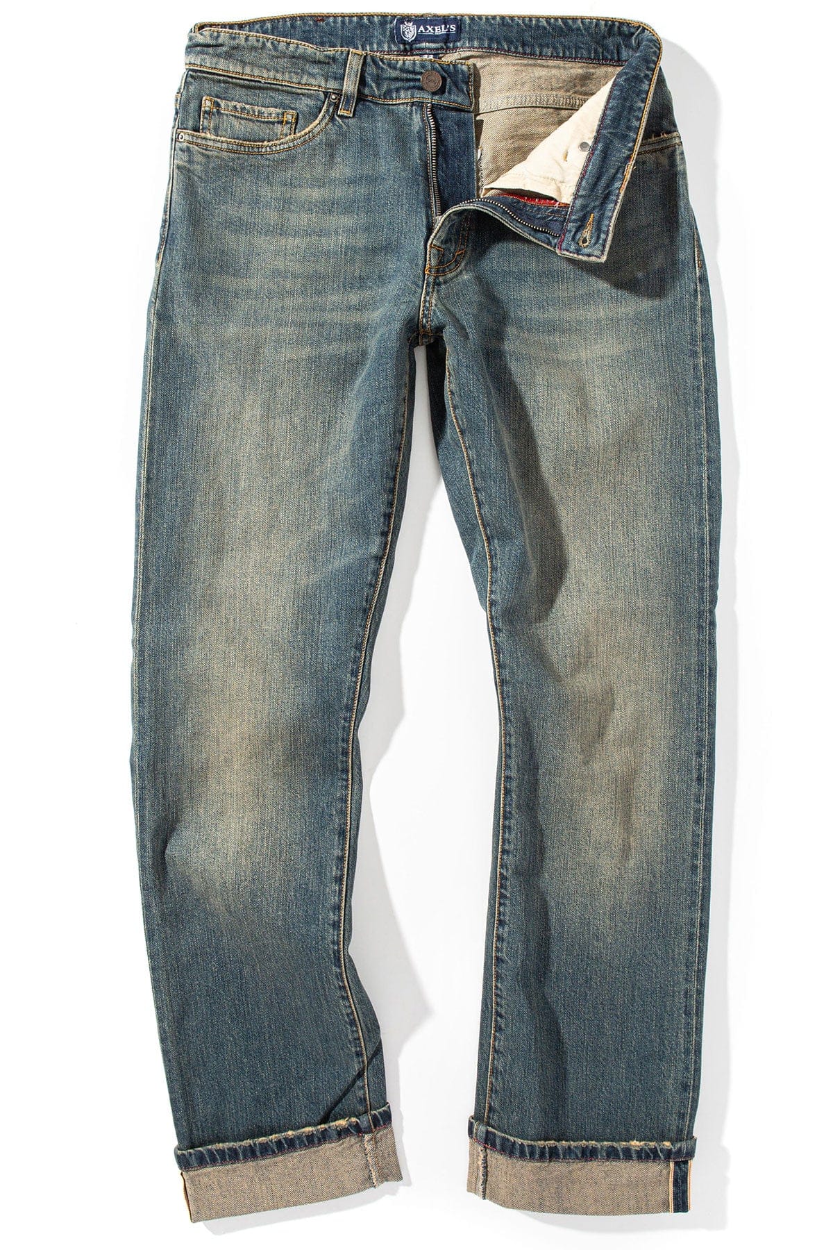 Axel's Premium Denim Callum Selvedge Straight Denim In Enzyme Wash