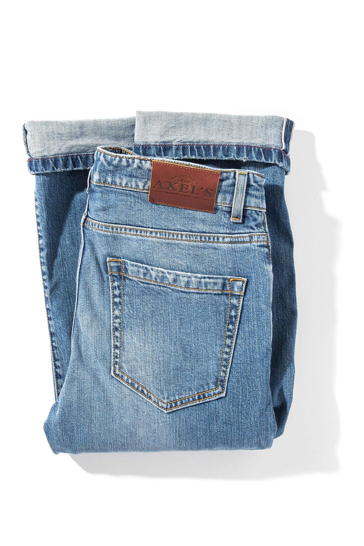 Axel's Premium Denim Callum Selvedge Straight Denim In Mid Blue Mens - Pants - 5 Pocket