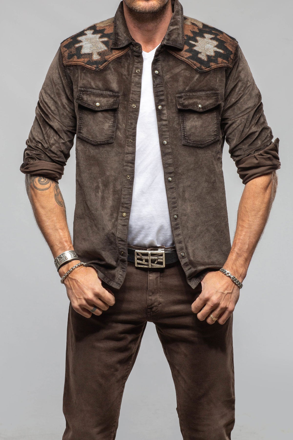 Axel's Premium Denim Clayton Cord Snap Shirt Mens - Snap Shirts