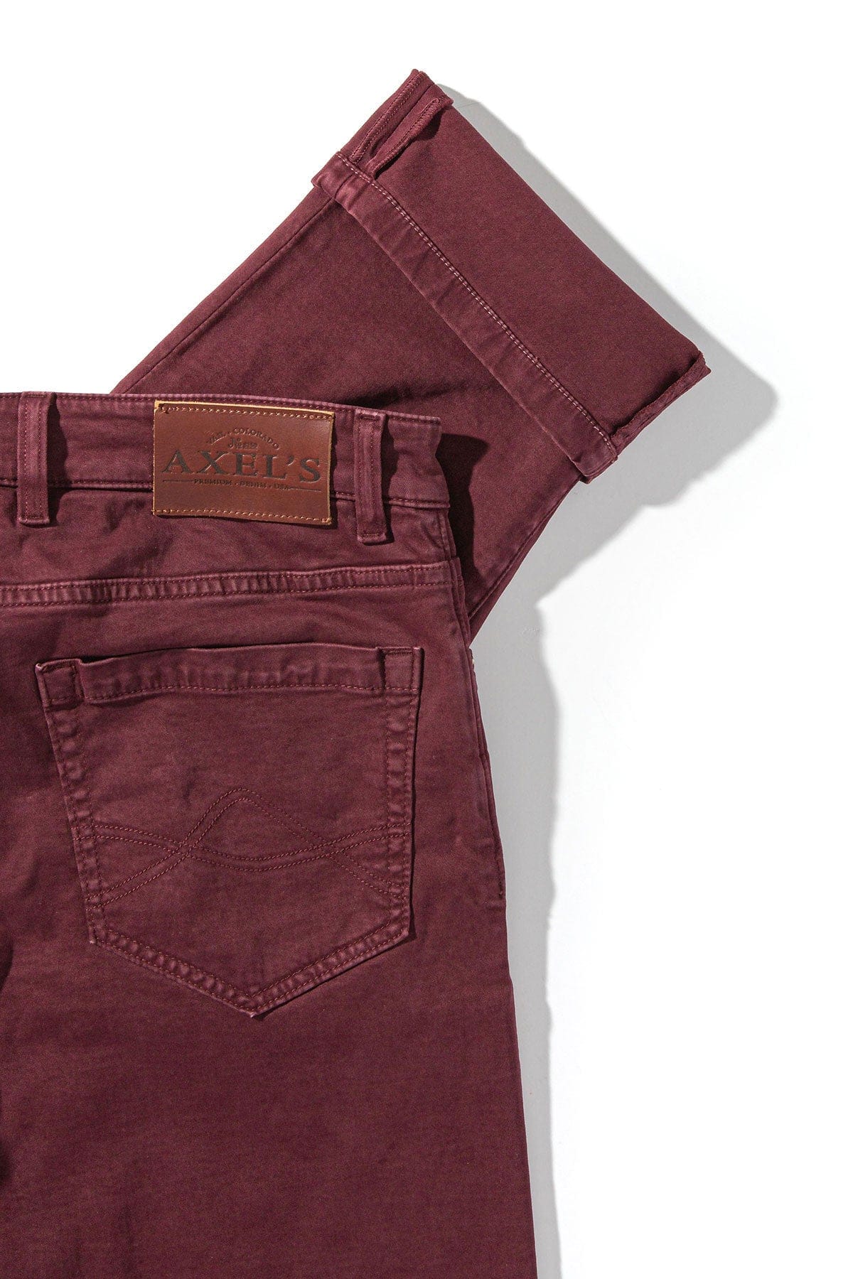 Axel's Premium Denim Colorado Soft-Touch Slim Jeans In Bordeaux Mens - Pants - 5 Pocket