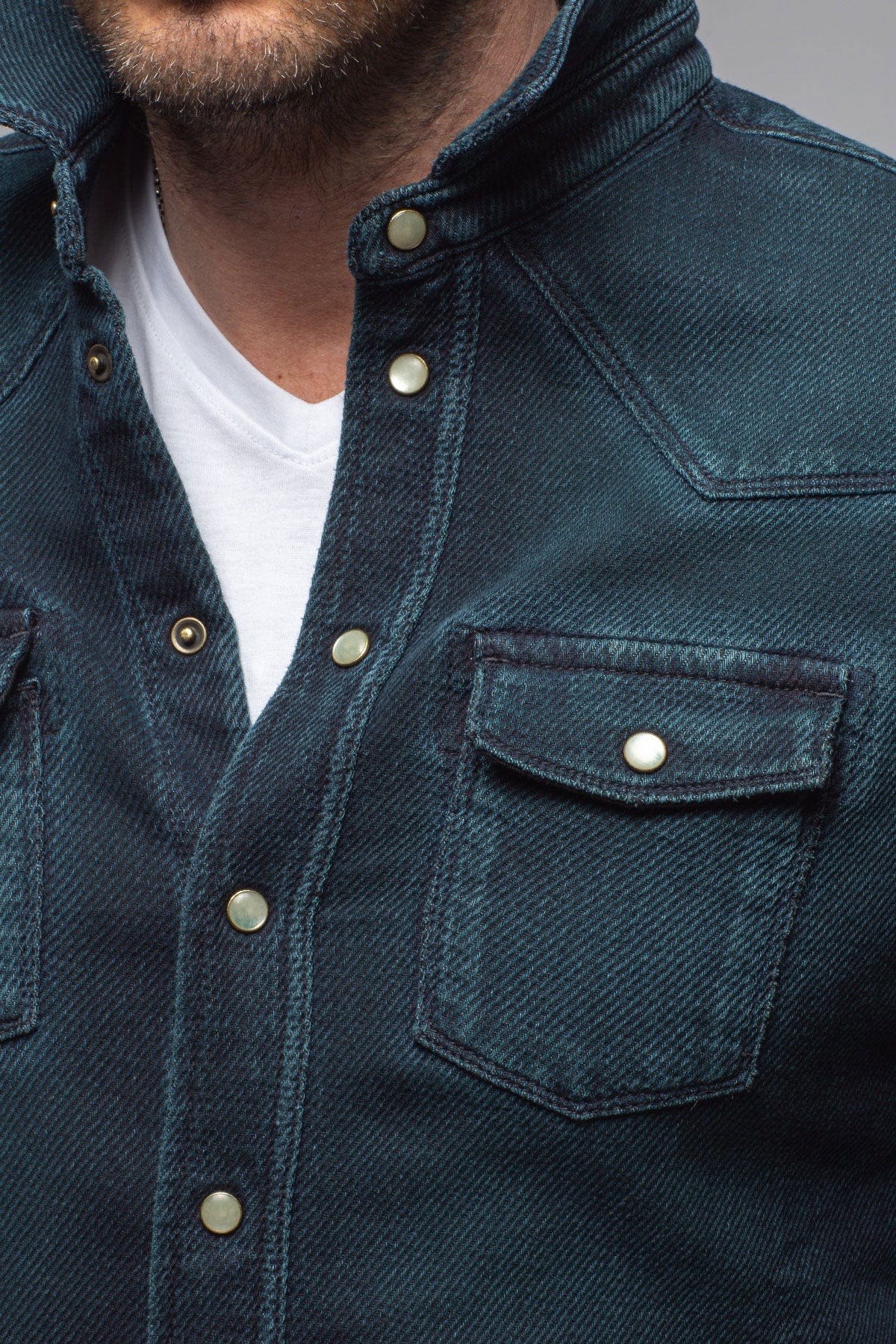 Cutter Knit Snap Shirt In Petrolio - AXEL'S