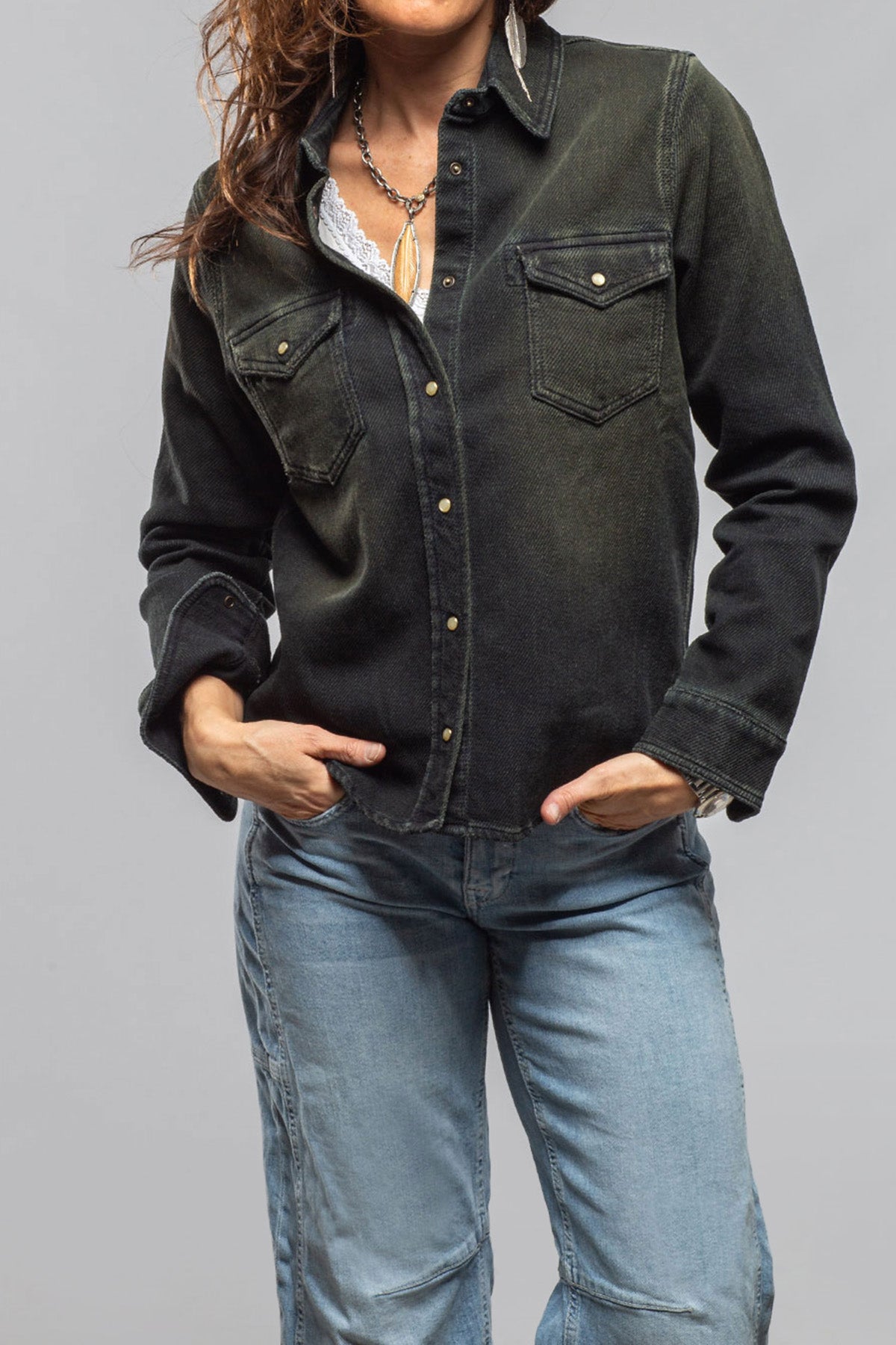 Dakota Western Knit Shirt In Iguana Overdye - AXEL'S