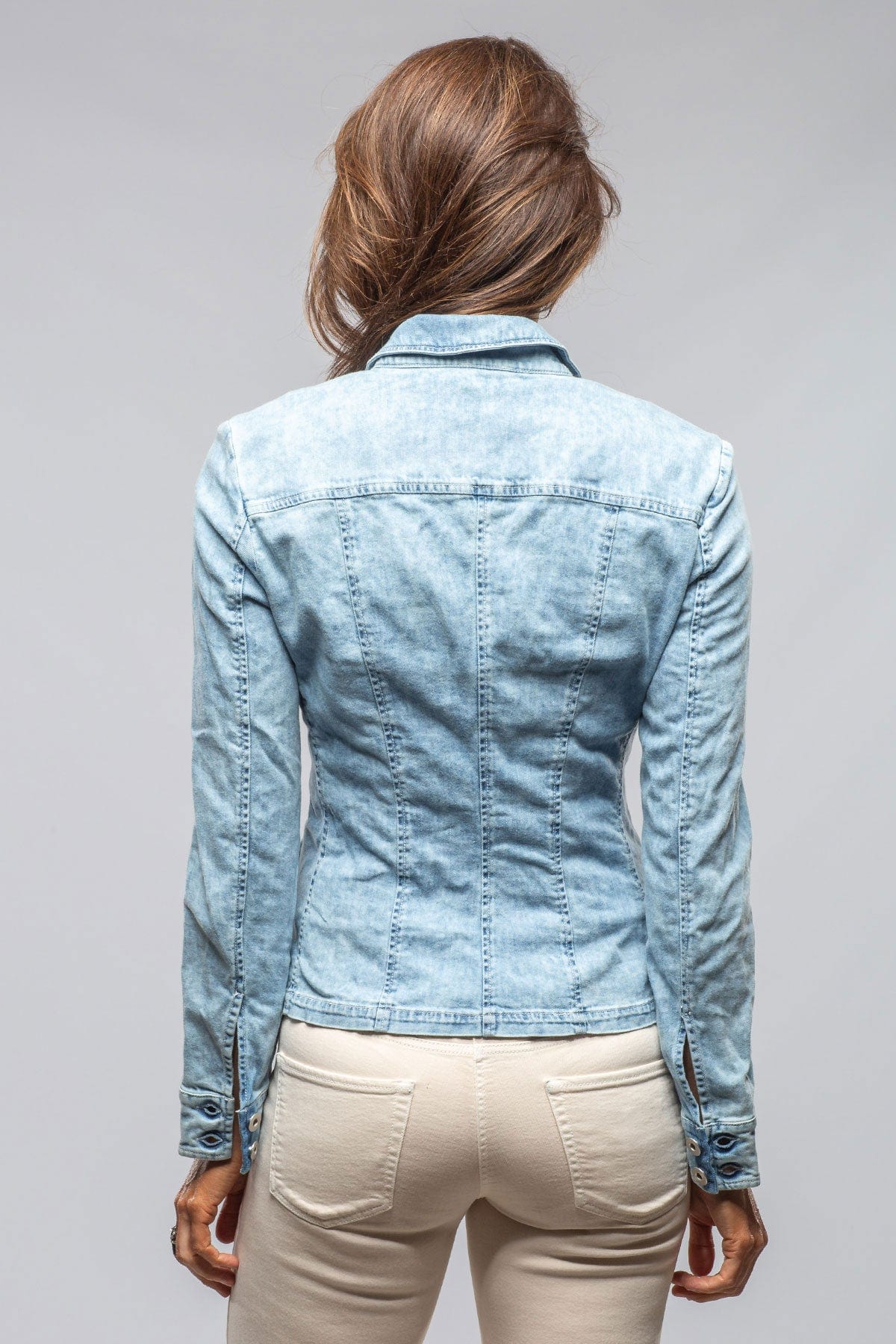 Evelyn Chambray Blazer In Oyster Blue - AXEL'S